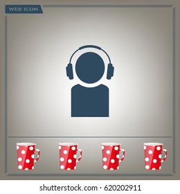 man with headphones vector icon