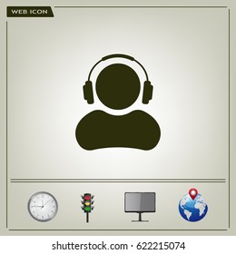 man with headphones vector icon