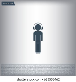 man with headphones vector icon