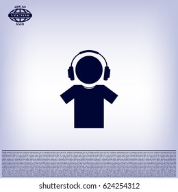 man with headphones vector icon