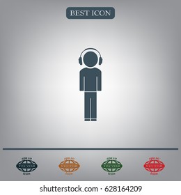 man with headphones vector icon