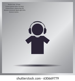 man with headphones vector icon