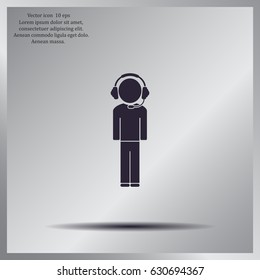 man with headphones vector icon