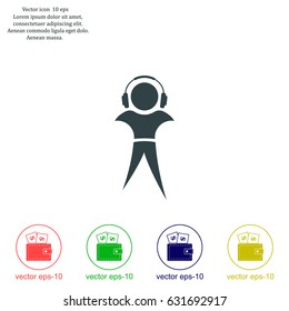 man with headphones vector icon