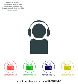 man with headphones vector icon