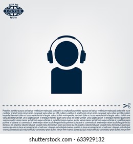 man with headphones vector icon