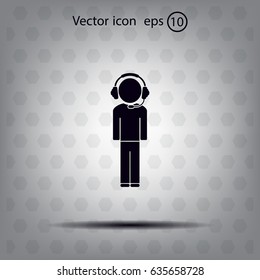 man with headphones vector icon