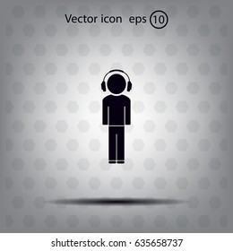 man with headphones vector icon