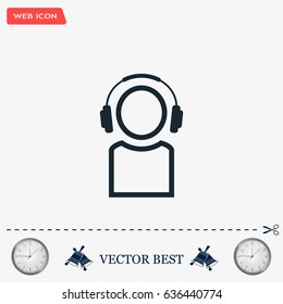 man with headphones vector icon