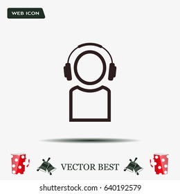 man with headphones vector icon