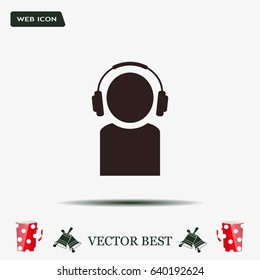 man with headphones vector icon