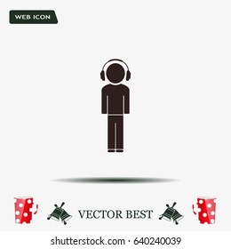 man with headphones vector icon