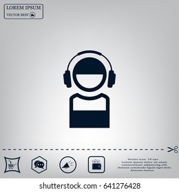 man with headphones vector icon
