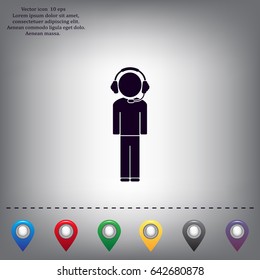man with headphones vector icon