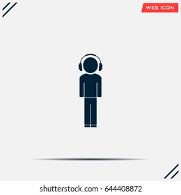 man with headphones vector icon