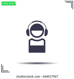 man with headphones vector icon