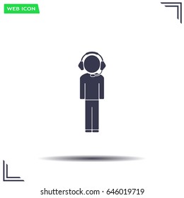 man with headphones vector icon