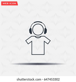 man with headphones vector icon