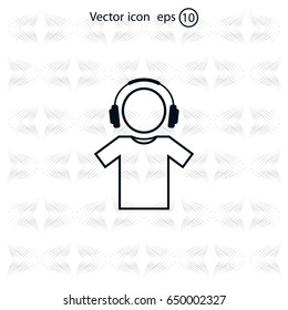 man with headphones vector icon