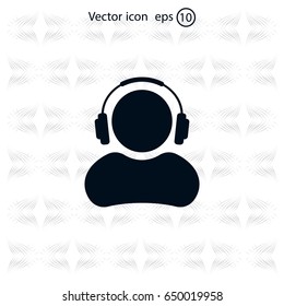 man with headphones vector icon