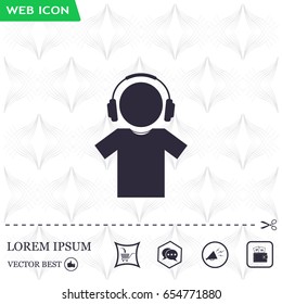 man with headphones vector icon