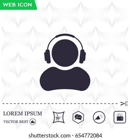 man with headphones vector icon