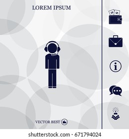 man with headphones vector icon