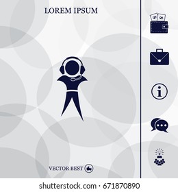 man with headphones vector icon