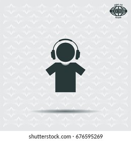 man with headphones vector icon