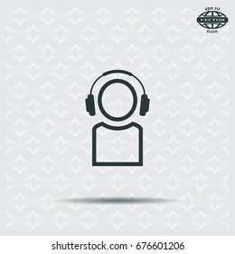 man with headphones vector icon