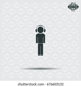 man with headphones vector icon