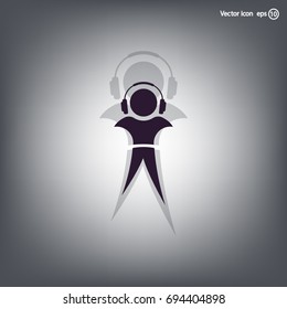 man with headphones vector icon