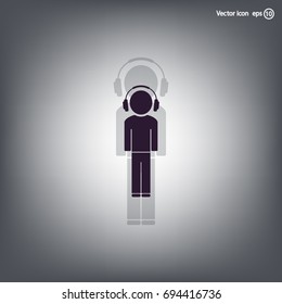 man with headphones vector icon