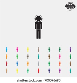 man with headphones vector icon
