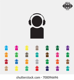 man with headphones vector icon