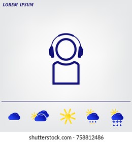 man with headphones vector icon