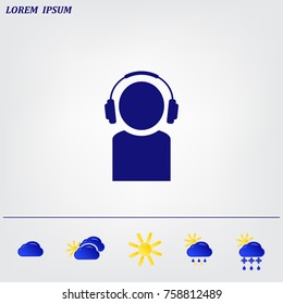 man with headphones vector icon