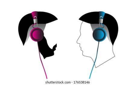 Man with headphones vector illustration