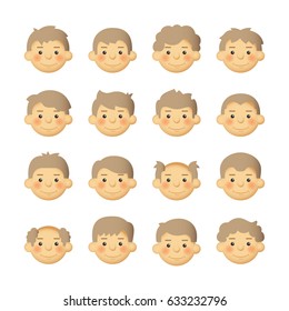 Man heads avatar iconset with different light brown hairstyle