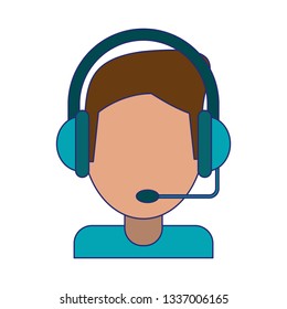 Man with headset avatar symbol blue lines