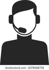 Man in headset. Call center icon. Sales manager symbol