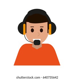 man with headset custormer service or call center worker icon im