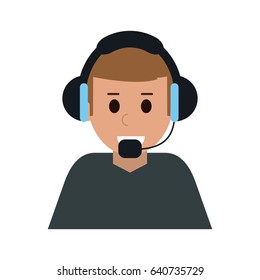 man with headset custormer service or call center worker icon im