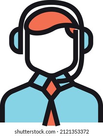 Man in headset icon. Customer help icon. Sales manager