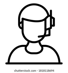 Man headset icon. Outline man headset vector icon for web design isolated on white background