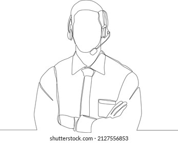 Man with headset icon vector can be used for call center, costumer service, agent support icon on the web, mobile app, business card etc. Vector illustration.