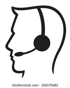 Man Headset Symbol (call Center Icon, Support Phone Operator)