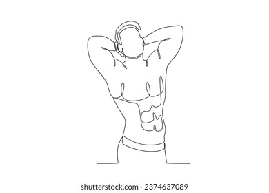 A man of a healthy body. Bodybuilding one-line drawing