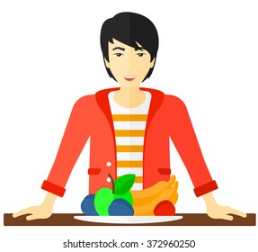 Man with healthy food.