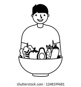 man with healthy food vegetables